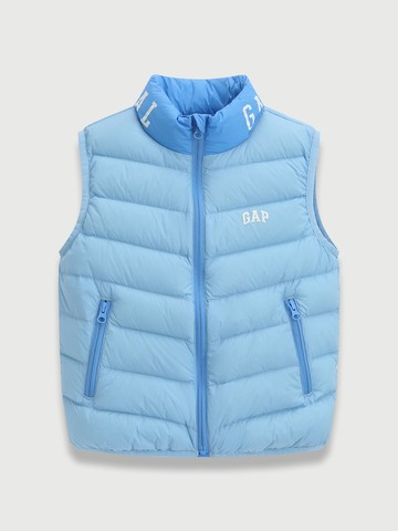 女童裝 Logo印花立領羽絨背心外套-藍色