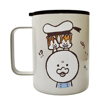 Oolab 良杯製所 不鏽鋼陶瓷塗層馬克杯 限定款 直徑8.5 x 11.5cm 400ml  米奇好朋友 米白色  1個