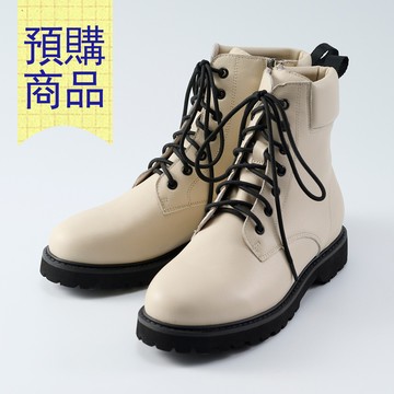 預計1/28出貨【大尺碼女鞋】男孩感真皮馬汀靴(輕量甜酷風/最大44)-米杏