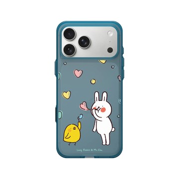 iPhone 17 Pro Max Clear (相機按鈕) 夜幕藍 - 懶散兔與啾先生 Lazy Rabbit and Mr.Chu - Bubble