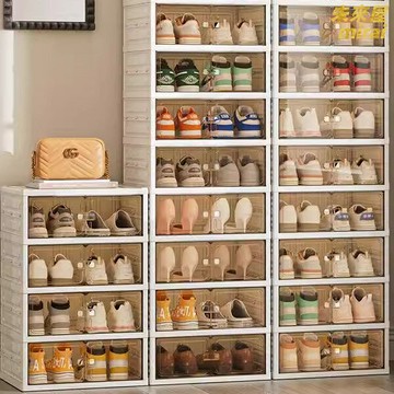 【磁吸防塵】鞋櫃 鞋架 收納櫃 玄關櫃 多層鞋櫃 透明鞋盒 門口簡易鞋架 家用省空間 防塵防潮 磁吸開合