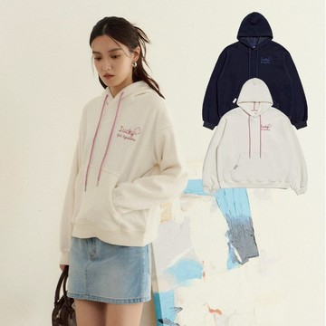 【ERSS】女裝 長袖 甜美 雲朵感 軟絨帽T 帽T 米白 丈青【K60393】