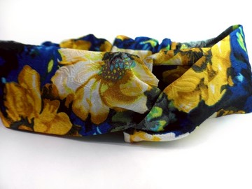 自信美 緹花布 交叉髮帶