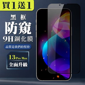 IPhone 13 PRO MAX 14 PLUS 保護貼 買一送一全覆蓋玻璃黑框防窺鋼化膜