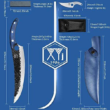 XYJ FULL TANG 10 Inch Stainless Steel Boning Knife Chef Fishing Knives Carry Leather Sheath Outdoor Cooking Knives Meat Butcher Knife For Camping Kitc