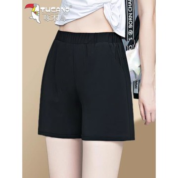啄木鳥西裝褲女士夏季薄款休閑短褲大碼胖mm夏天褲子三分冰絲女褲