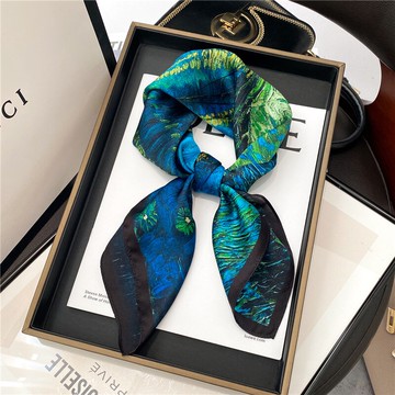 春秋復古真絲小方巾女百搭絲巾桑蠶絲圍巾時尚搭西裝薄款裝飾發帶