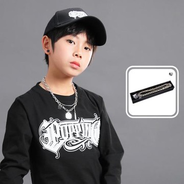 美式少兒童項鏈男女孩潮街舞表演配飾多層鈦鋼裝飾品嘻哈個性掛件