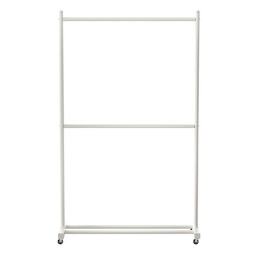 comet 鐵製移動式雙層落地衣架  白色  120 x 50 x 200 cm
