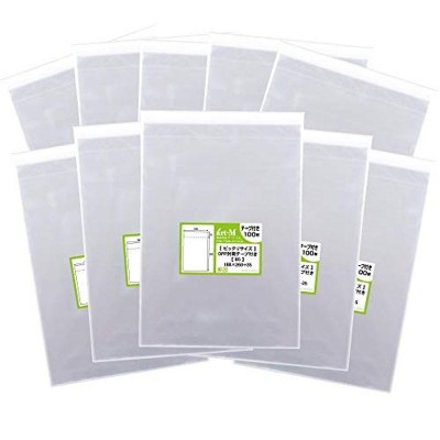 国産テープ付 B5 ピッタリサイズ 透明OPP袋（透明封筒）1000枚30ミクロン厚（標準）188x260+40mm