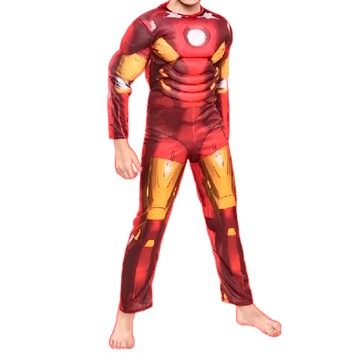 IRON MAN 鋼鐵人 萬聖節男童變裝服 附面具 M  鋼鐵人  1組  鋼鐵人 紅色