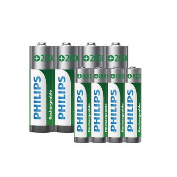 PHILIPS PHILIPS 飛利浦 AA 3號 2000mAh + AAA 4號 800mAh 低自放鎳氫充電電池(各4入)