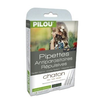 Pilou 【2入組】法國-第二代加強非藥用除蚤蝨滴劑-幼貓用 (3支各0.6ml-４個月以上）