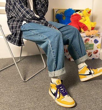 FINDSENSE X 男寬鬆 港風大碼水洗基礎款牛仔褲工作長褲百搭九分褲