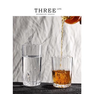 Tlife·Erect·杯具透明玻璃泡茶水杯條紋耐熱咖啡杯酒杯 | 直身