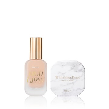 MKUP 美咖【新品上市】絕對水光持久粉底液SPF34+輕裸透白珍珠蜜粉