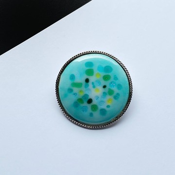 粉彩【薄荷色】景泰藍胸針純銀景泰藍