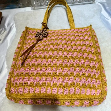 【TB｜全新】現貨 TORY BURCH 草編包 托特包 皮革 吊飾 掛墜 買菜包｜Little Bee 小蜜蜂精品