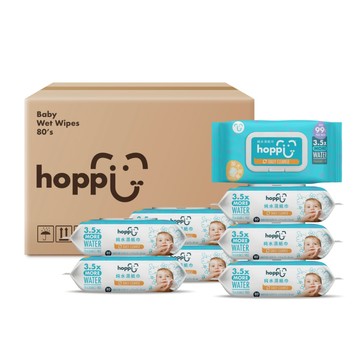 Hoppi嬰兒純水濕紙巾 80抽箱購99%EDI純水 無酒精無香精 敏感肌膚可用