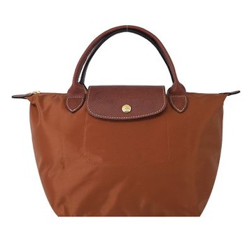 LONGCHAMP LE PLIAGE系列短把再生尼龍摺疊水餃包(小/白蘭地酒)