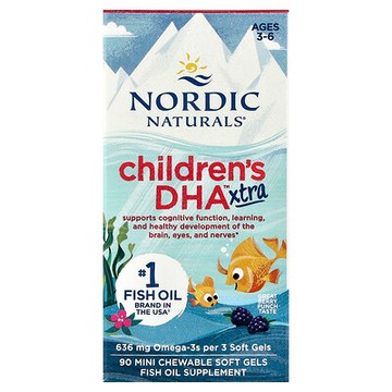 Nordic Naturals, 兒童 DHA Xtra，漿果味，3-6 歲，636 毫克，90 粒迷你軟膠囊