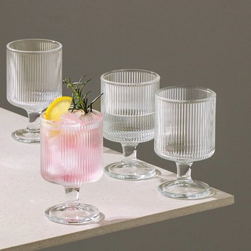 Iwooa 布拉格 褶紋 高腳杯  230ml  4個