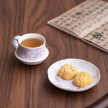 手繪暮紫蘭心咖啡杯陶瓷女士個人專用家用辦公精致馬克杯帶杯碟子