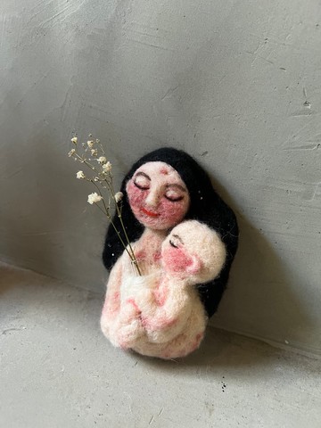 母心-羊毛氈花器掛飾