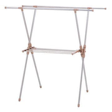 【H&R安室家】可折疊免組裝X型不鏽鋼曬衣架 HGF51