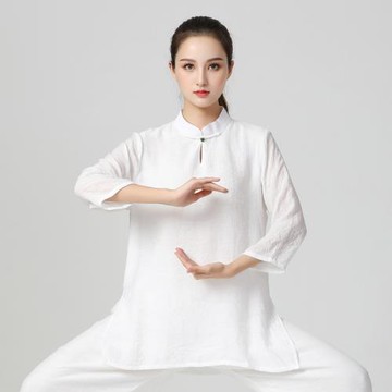 紗紗麻太極練功服套裝春夏季新款薄款居士套裝禪修禪茶武術瑜伽女