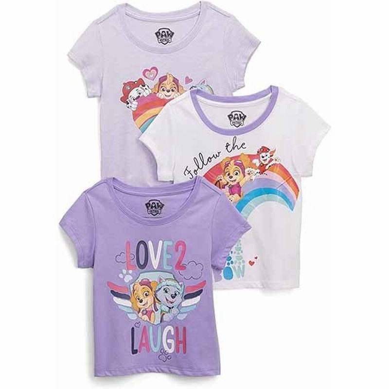 パウパトロール tシャツ 3枚セット 半袖 女の子 グレー 白 紫