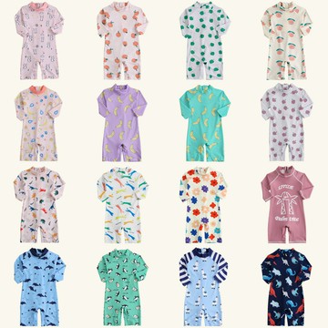 新款兒童連體泳衣長袖防曬速幹小寶寶沖浪服批發男童女童幼兒泳裝鑫弘-戶外運動