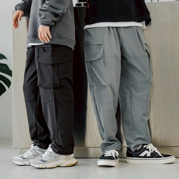 【YIJIAYI】多口袋拉鍊工裝彈力長褲 工裝褲 通做褲 長褲 彈力褲 休閒 寬鬆 日系 鬆緊 抽繩 (SB0420)