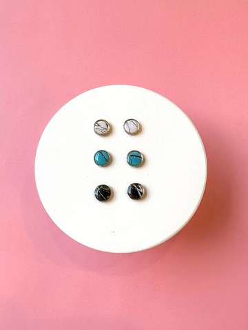 • 手工軟陶耳環 • 14K 包金圓耳針