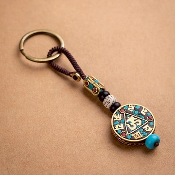 手機掛飾鑰匙扣-尼泊爾手工平安牌復古包包配飾20款73xd1【獨家進口】【米蘭精品】