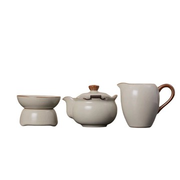 茶具組 汝窯茶具套裝 一人飲功夫茶具套裝 單個大號手抓壺 家用茶碗帶蓋泡茶杯 碗茶杯