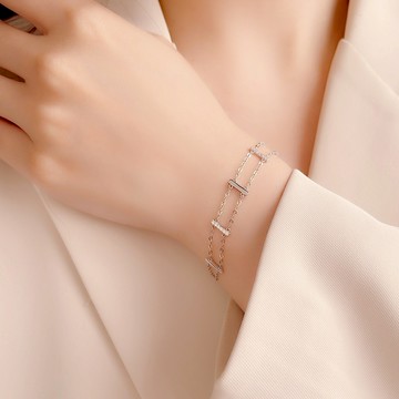 [全純銀.手鍊]  雙層微鑽手鏈【UME】純銀手鏈/S925純銀