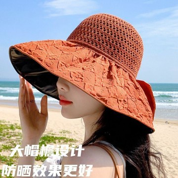 🍭臺灣出貨🍭大帽檐黑膠防曬帽女2026新款夏季遮陽漁夫帽防紫外線遮全臉太陽帽