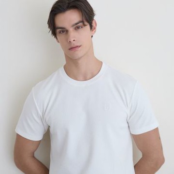 GIORDANO 男裝華夫格短袖上衣 New Preppy系列 - 02 皎白