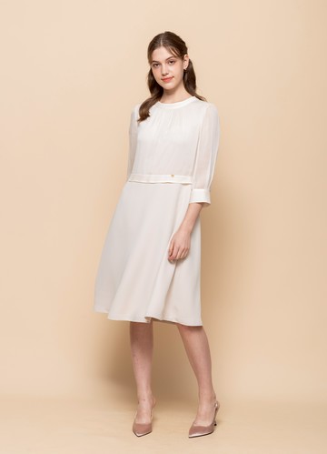 唯美悠恬拼接雪紡洋裝