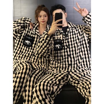 情侶睡衣女秋冬款高級感珊瑚絨加厚加絨男士法蘭絨冬季家居服冬天