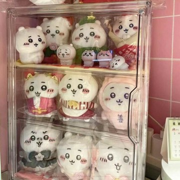 💗小紅書推薦💗透明大容量痛櫃收納食量穀子棉花娃娃收納盒立牌展示多層手辦防塵💗桃園出貨