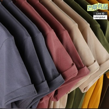 【重磅純棉】男士T恤 純色T恤 基礎T恤 打底衫 復古T恤 四季款 霧霾藍紫色 冷色系 多色可選 潮流百搭