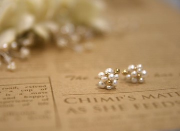 莓果 珍珠耳環 貼耳 可改夾式~點點滴滴