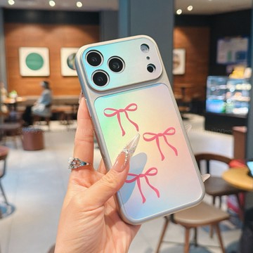 少女心 漸變鐳射蝴蝶結 防摔殼 防指紋 適用 蘋果 iPhone 18 17 16 15 14 13 Promax手機殼