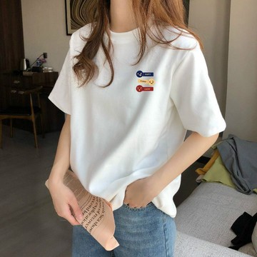 夏季短袖女 純棉短袖女 t恤女 正肩短袖 設計感短袖 美式短袖 短袖女 上衣女 夏季女裝 寬鬆百搭上衣 韓版短袖