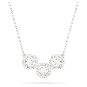 Una 項鏈, 圓形切割, 白色, 鍍白金色