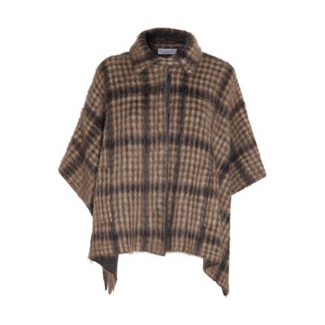 Brunello Cucinelli - Brown Virgin Wool And Mohair Check Cape