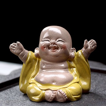 精品家居變色茶寵擺件彌勒佛小和尚創意可養茶玩茶盤飾品茶道配件