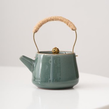 哥窯陶瓷提梁泡茶壺大容量中式酒店冰裂冷涼水壺家用帶過濾網單壺